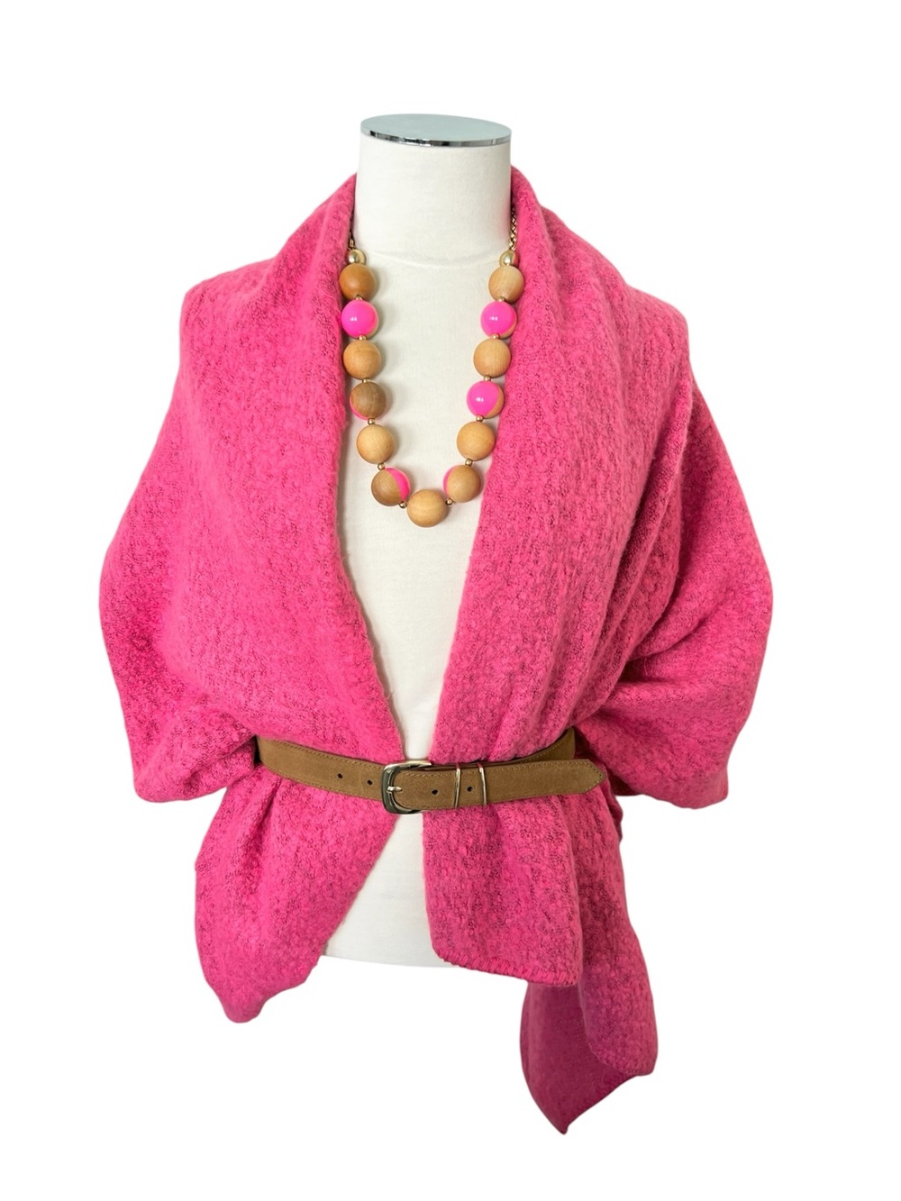 New NINE WEST Pink Oversized Knit Scarf Wrap